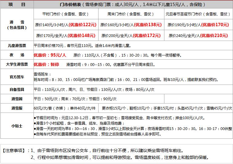 辽宁大连林海滑雪场滑雪价格