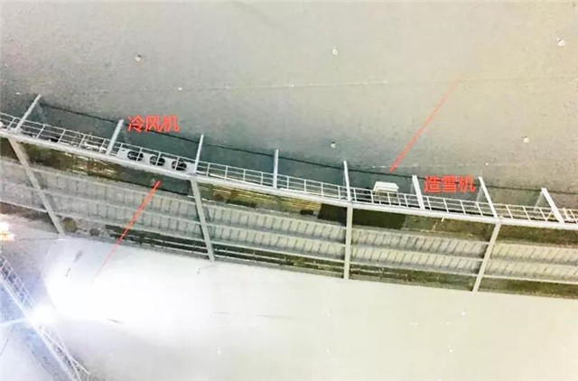 场馆内冷风机、造雪机等系统设备安装位置