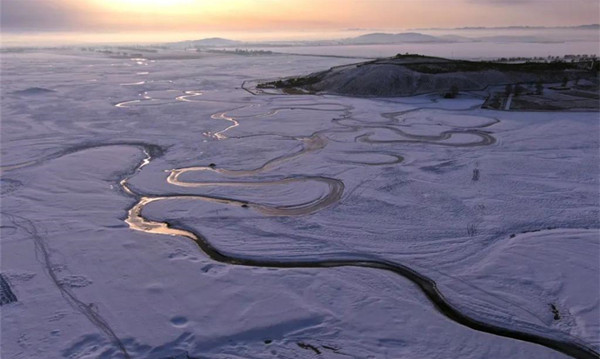 冬季闪电河湿地冰雪风光